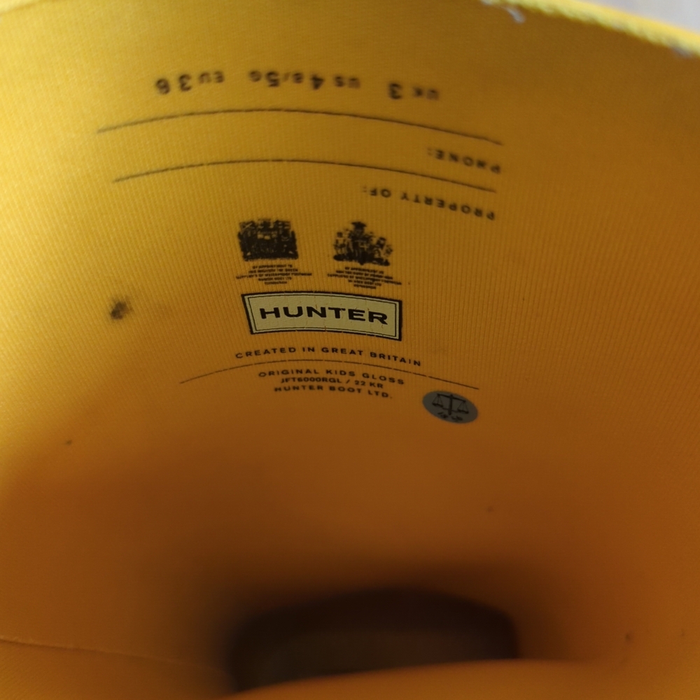 Hunter Original Kids Gloss Classic Yellow Rain Boots Big Kid 4 Youth - Picture 11 of 11